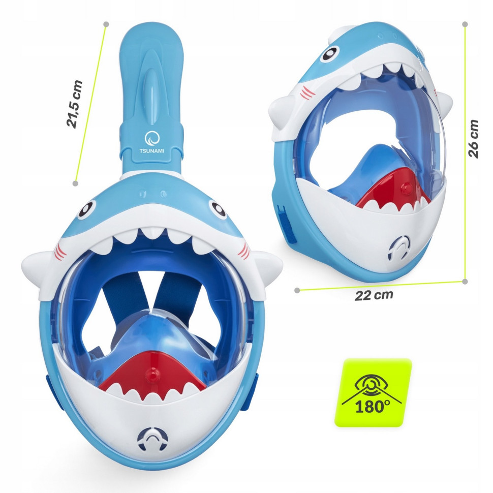 Маска для снорклинга полнолицевая Shark TSUNAMI P-5907739318237 Sky Blue