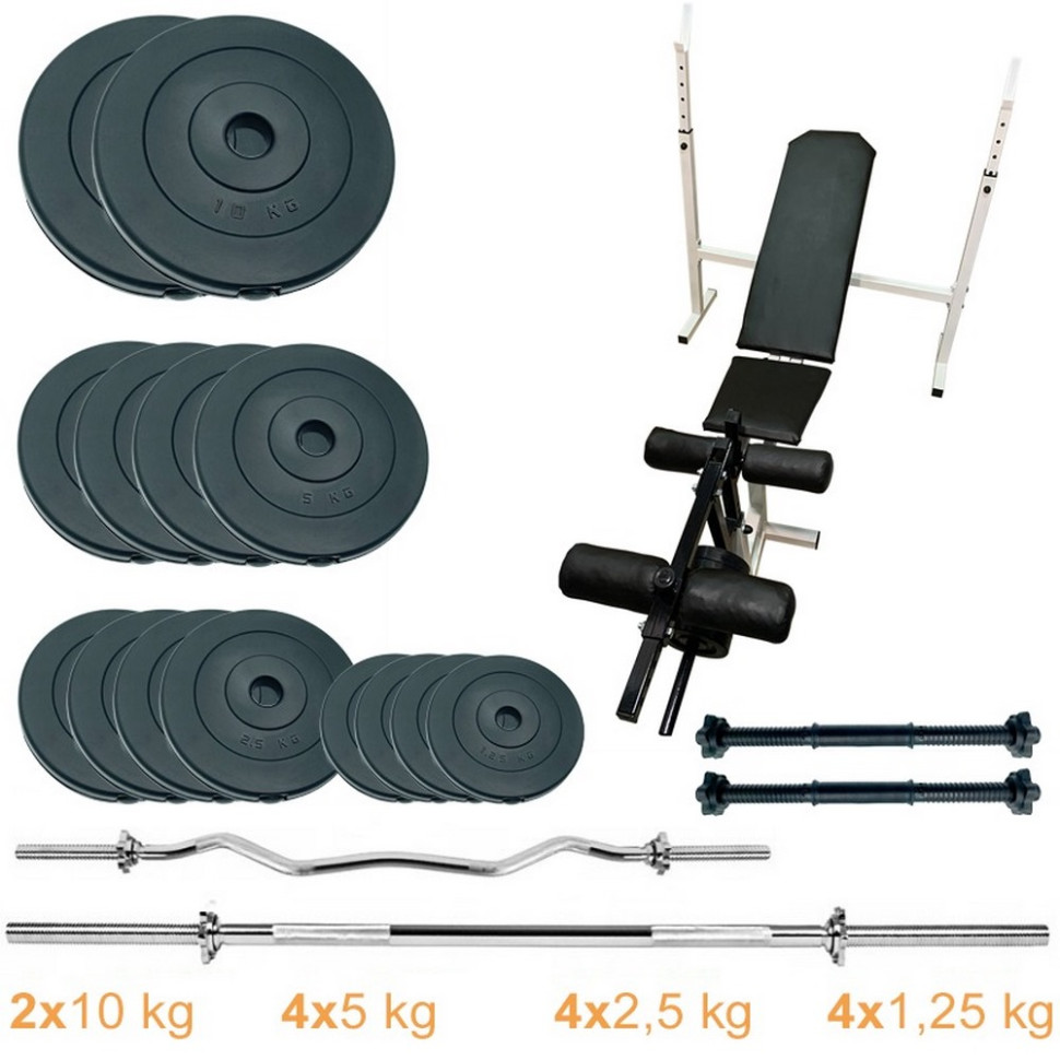 Скамья для жима с набором штанг и гантелей Gym Scott Plus Set Pro Newt NE-SKM-PL-SCP-70, 70 кг