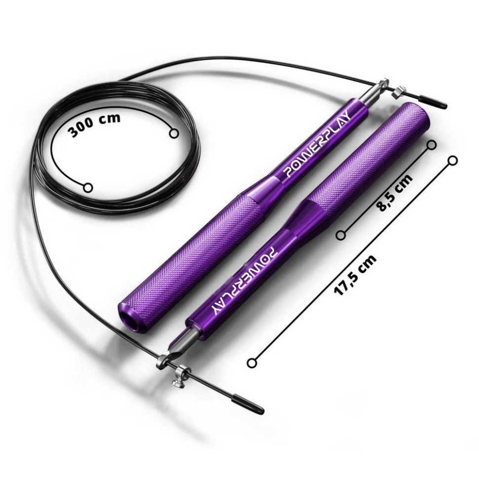 Скакалка скоростная на подшипниках 4207 Elite Jump Rope PowerPlay PP_4207_Purple 3 метра