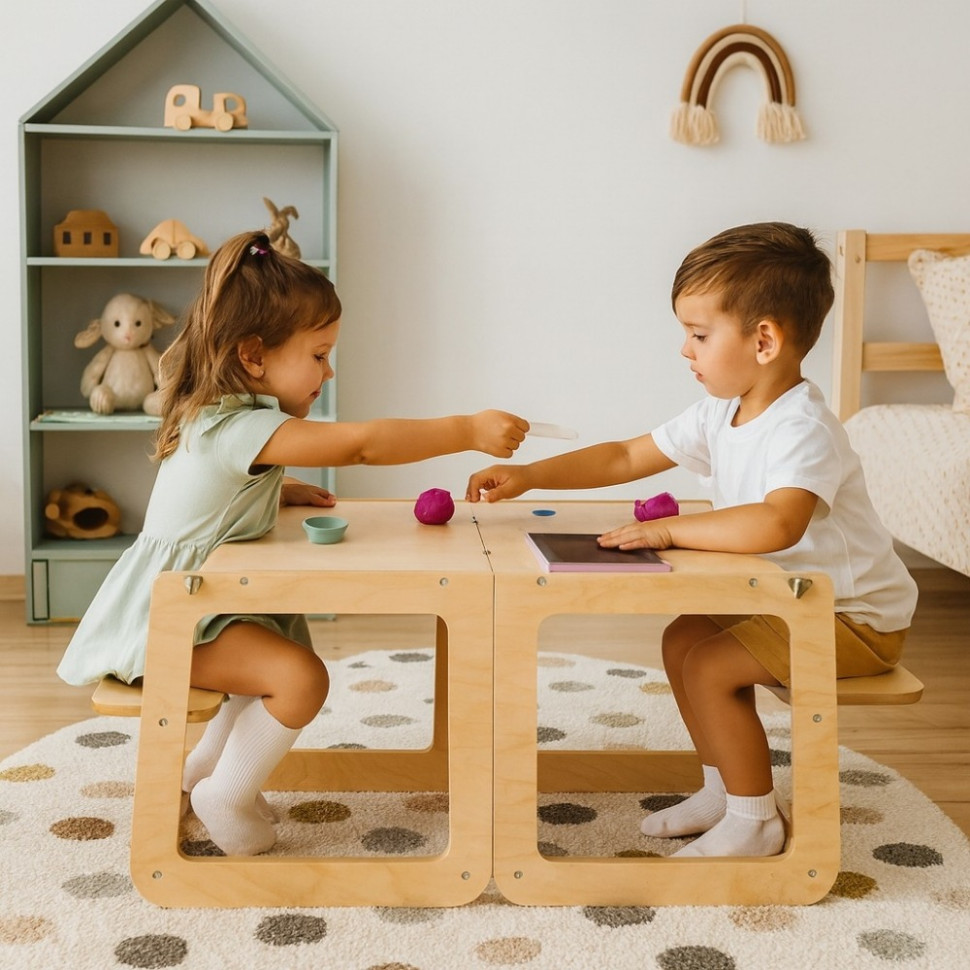 Набор мебели монтессори 3 в 1 TIA-SPORT sm-1439 размер 90х40х45 см