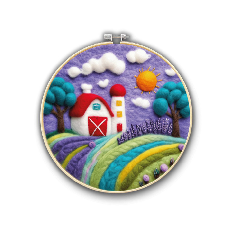 Набор для валяния картины из шерсти “Прованское утро” Brushme EFL002 диаметр 20 см