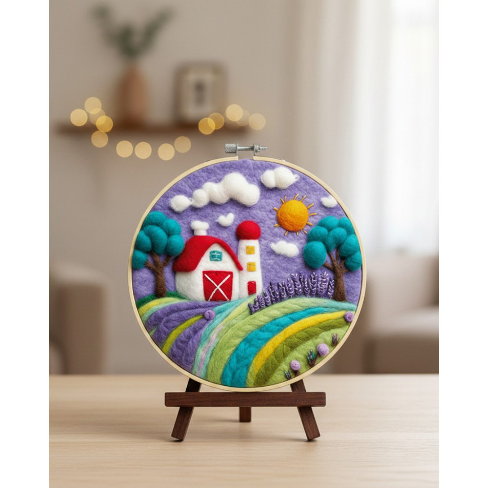 Набор для валяния картины из шерсти “Прованское утро” Brushme EFL002 диаметр 20 см