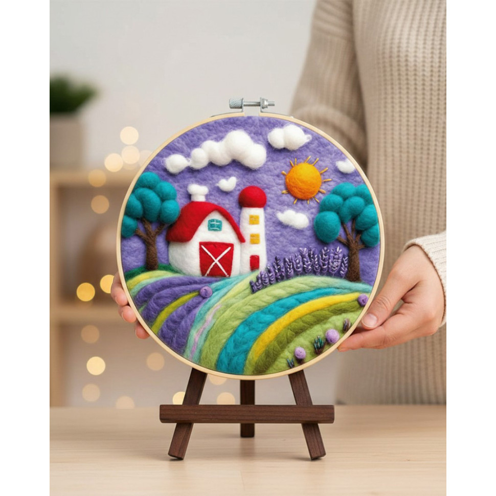 Набор для валяния картины из шерсти “Прованское утро” Brushme EFL002 диаметр 20 см