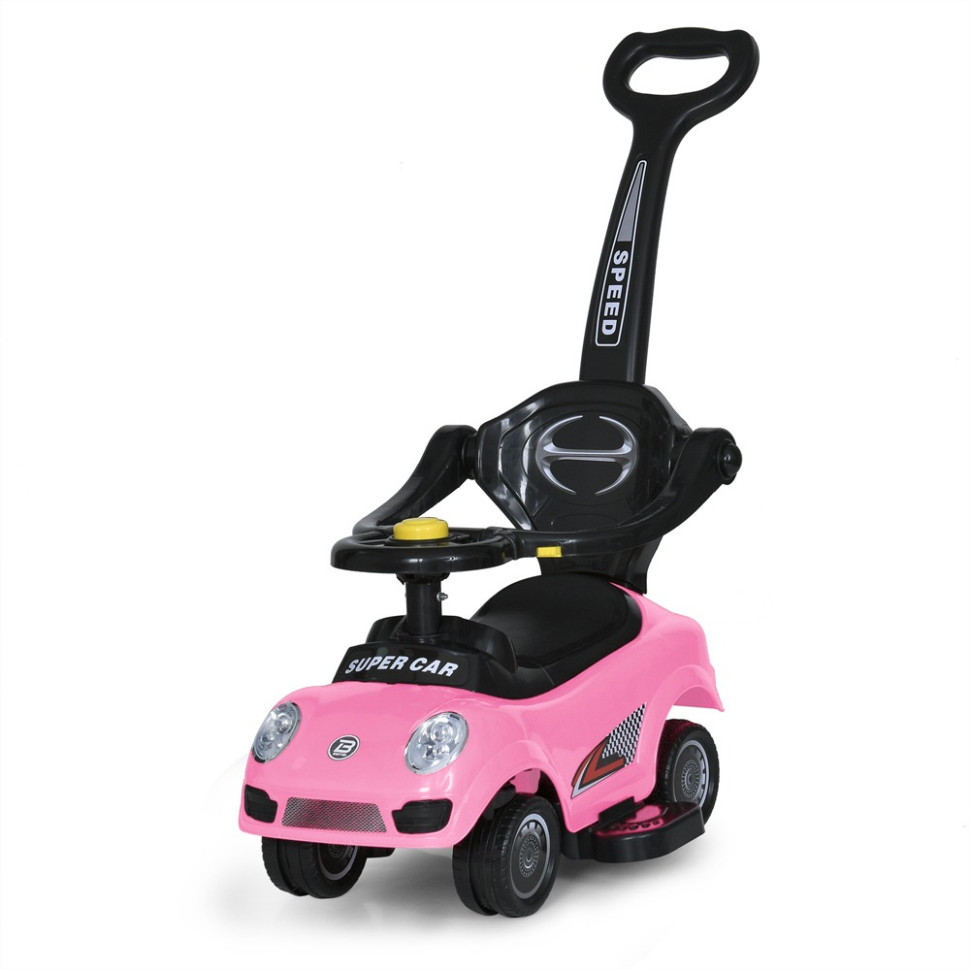 Детская каталка-толокар Bambi Racer M 5784-8 розовый, c родительской ручкой