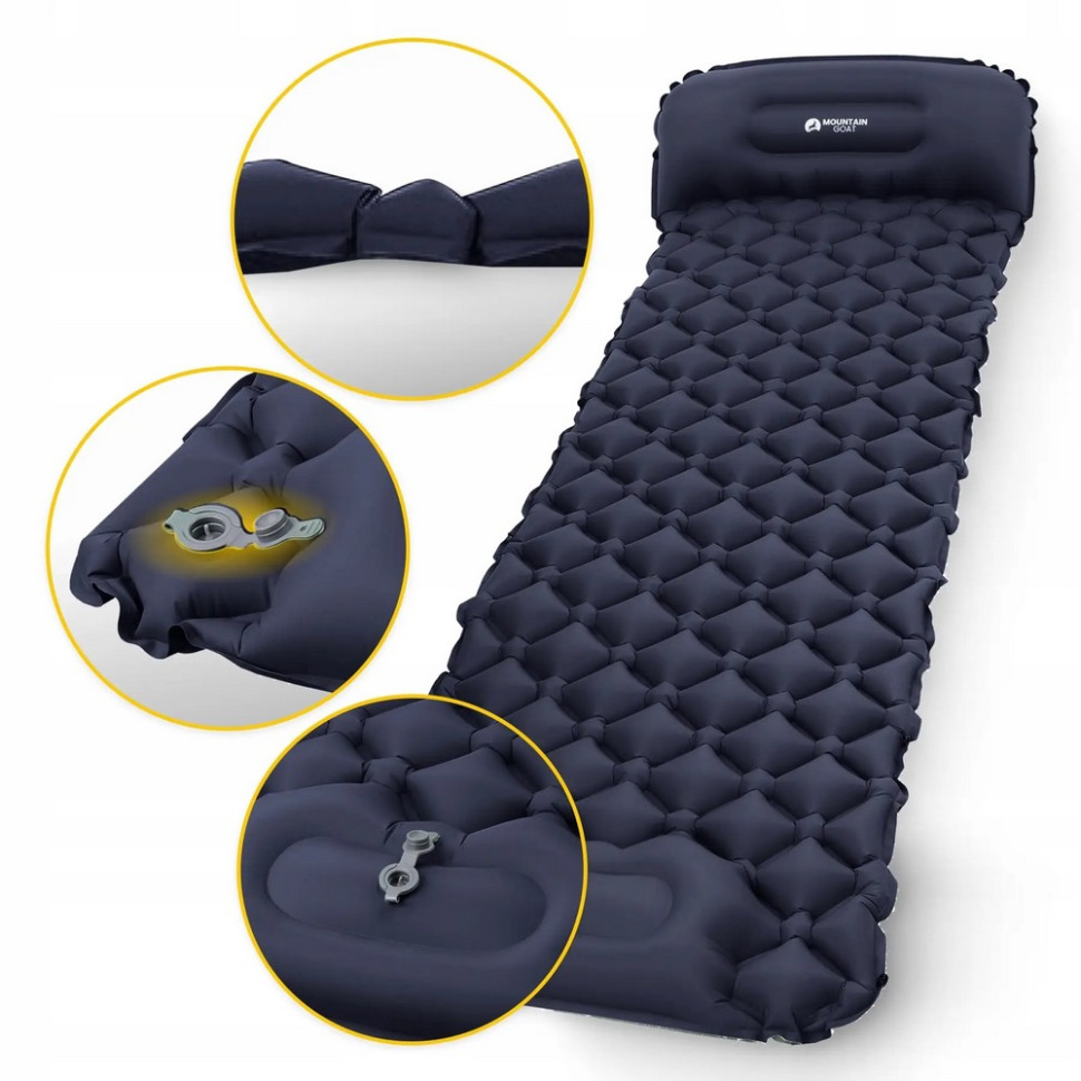 Коврик (каремат) надувной Mountain Goat MG0009 Navy Blue 190 x 58 x 5 см