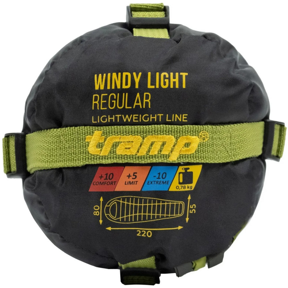 Спальный мешок Windy Light 220/80-55 UTRS-055 Tramp UTRS-055-olive-L