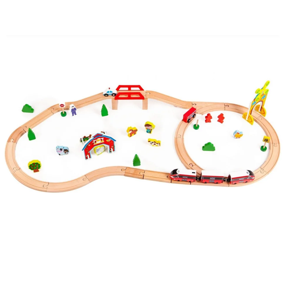 Дерев'яна залізниця Ecotoys HM180995 з поїздом