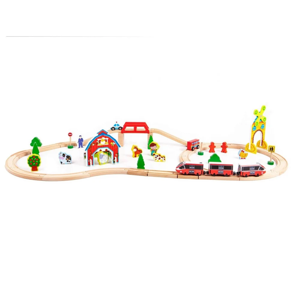 Дерев'яна залізниця Ecotoys HM180995 з поїздом