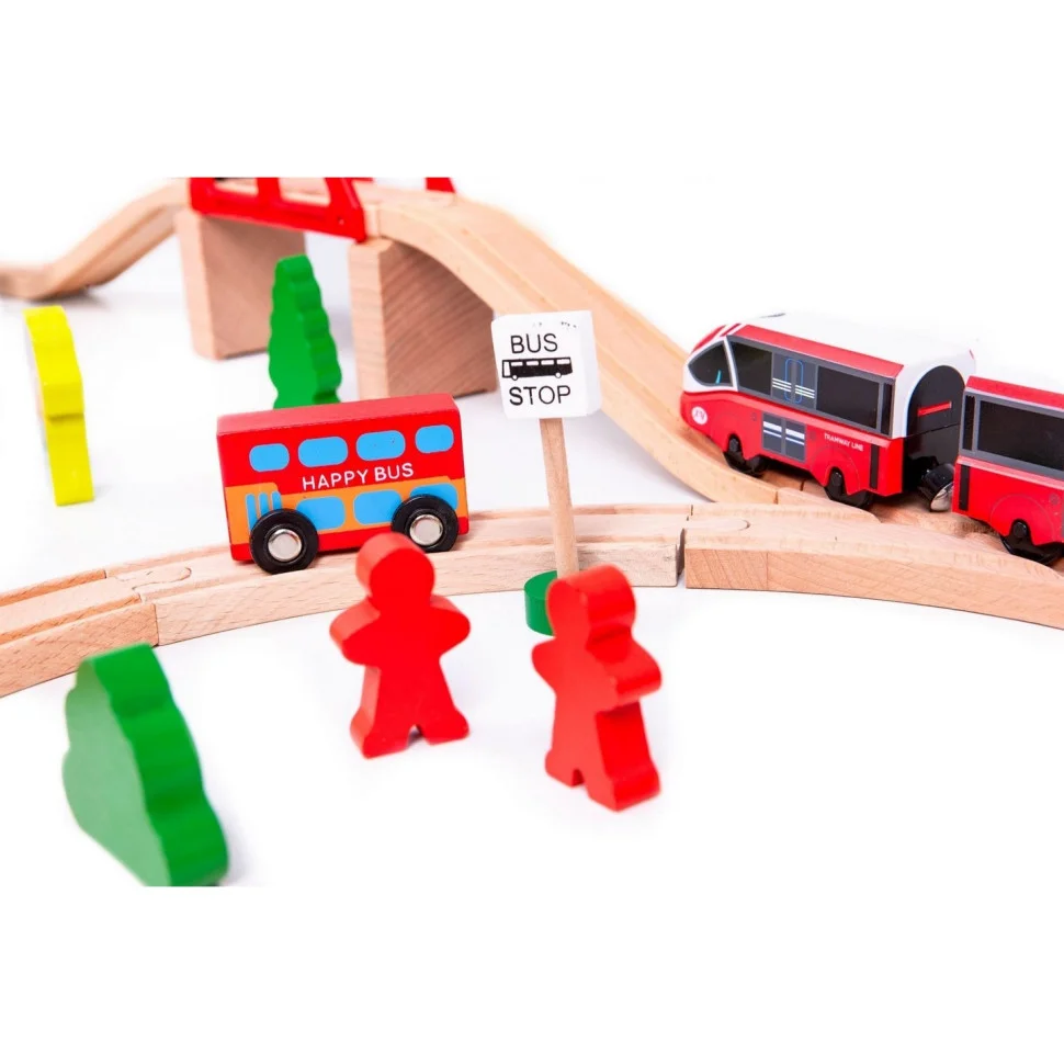 Дерев'яна залізниця Ecotoys HM180995 з поїздом