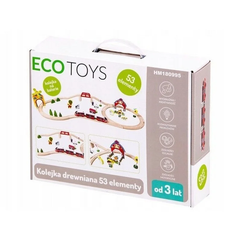 Дерев'яна залізниця Ecotoys HM180995 з поїздом
