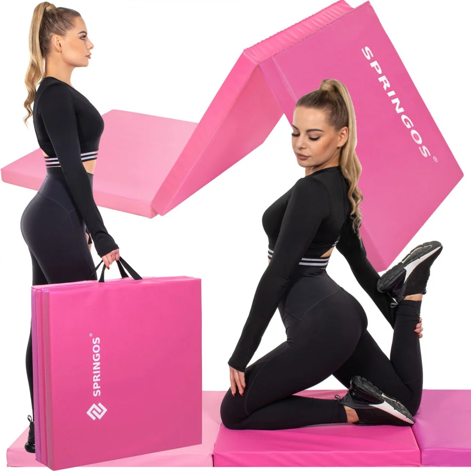 Мат гимнастический складной Springos FA0140 Pink 180x60x5.5 cм
