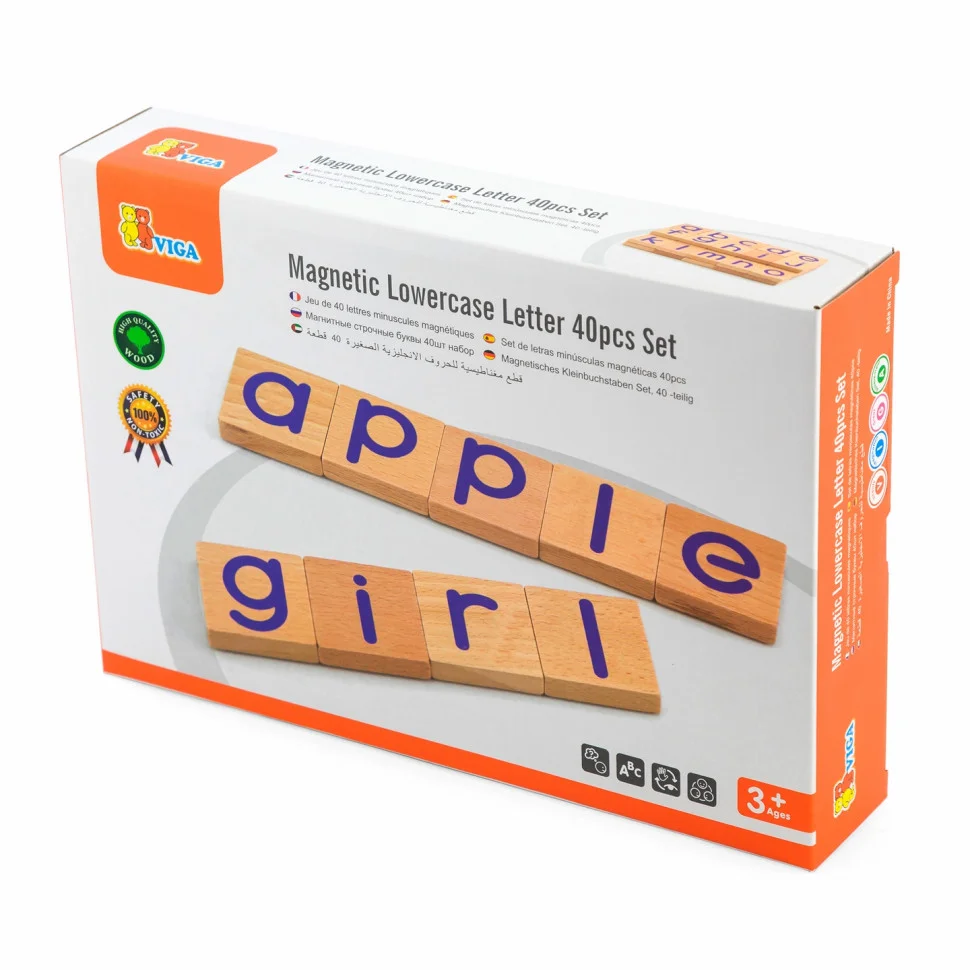 Набір магнітних літер Англійські малі Viga Toys 50590, 40 штук