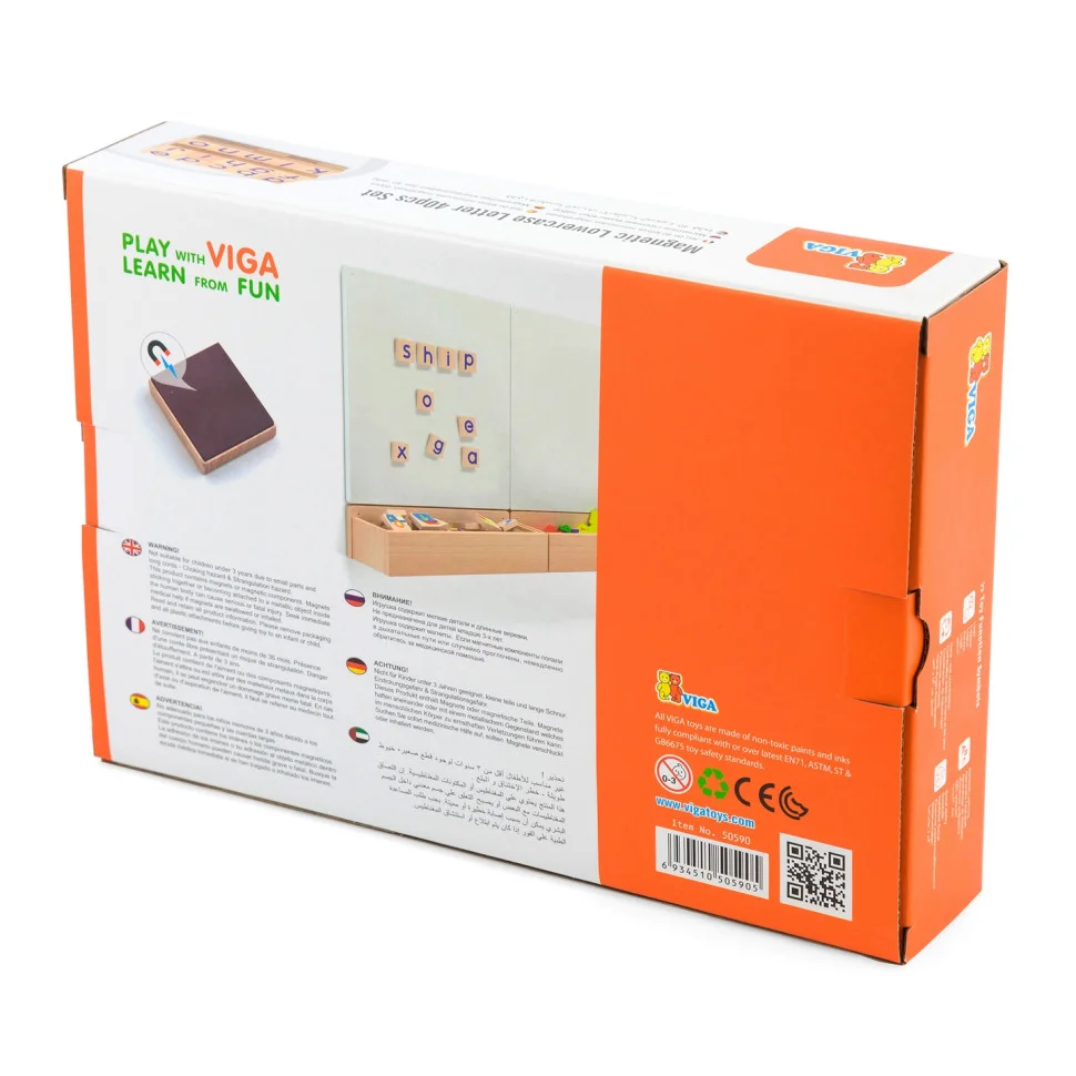 Набір магнітних літер Англійські малі Viga Toys 50590, 40 штук