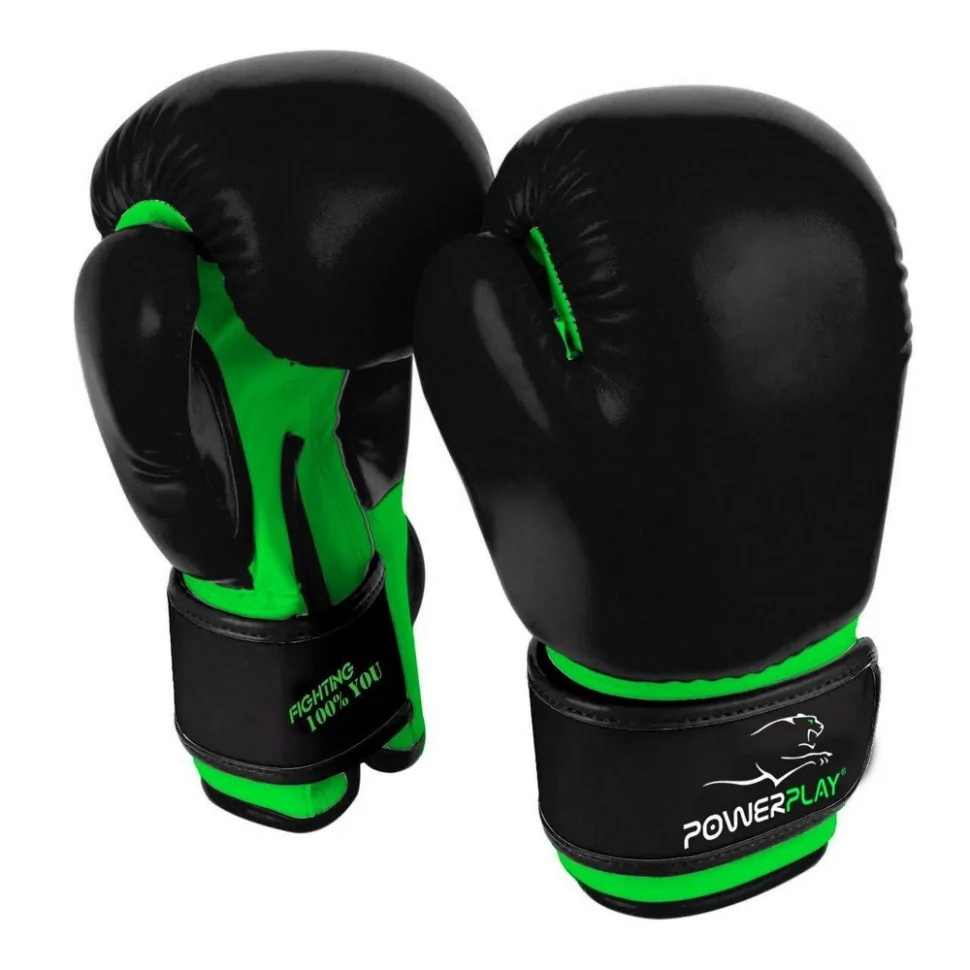 Боксерські рукавиці 3004 JR Classic PowerPlay PP_3004JR_8oz_Black/Green, Чорно-Зелені 8 унцій