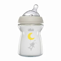 Пляшечка скляна "Natural Feeling" Chicco 81221.30 соска силіконова 250 мл