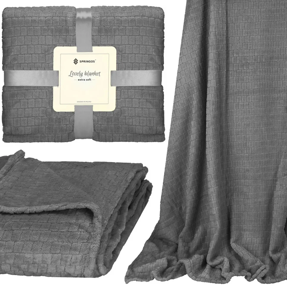 Плед-покривало Extra Soft Springos HA7106 сірий 130x180 см