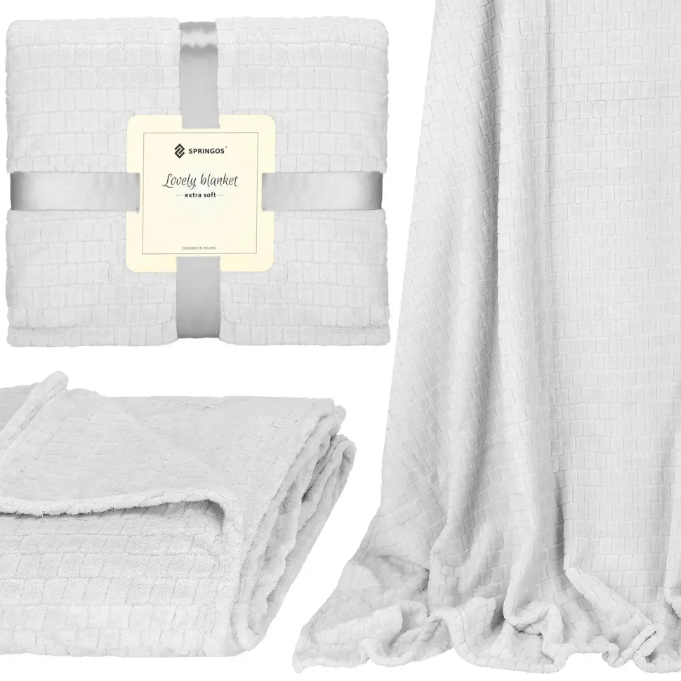 Плед-покривало Extra Soft Springos HA7107 білий 130x180 см