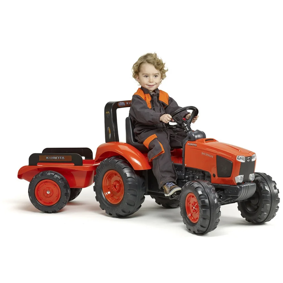 Детский трактор на педалях с прицепом Falk 2060AB KUBOTA с прицепом