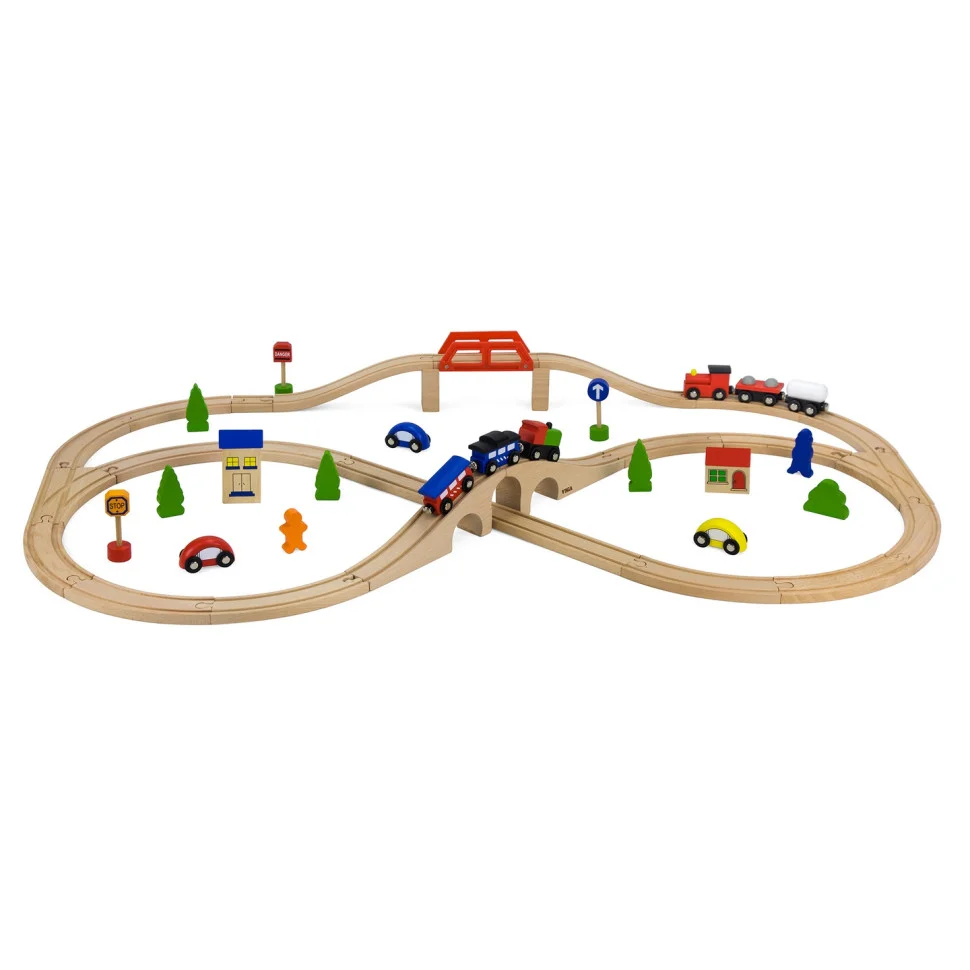 Деревянная железная дорога Viga Toys 56304, 49 элементов