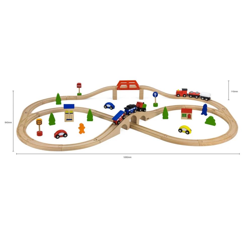 Деревянная железная дорога Viga Toys 56304, 49 элементов