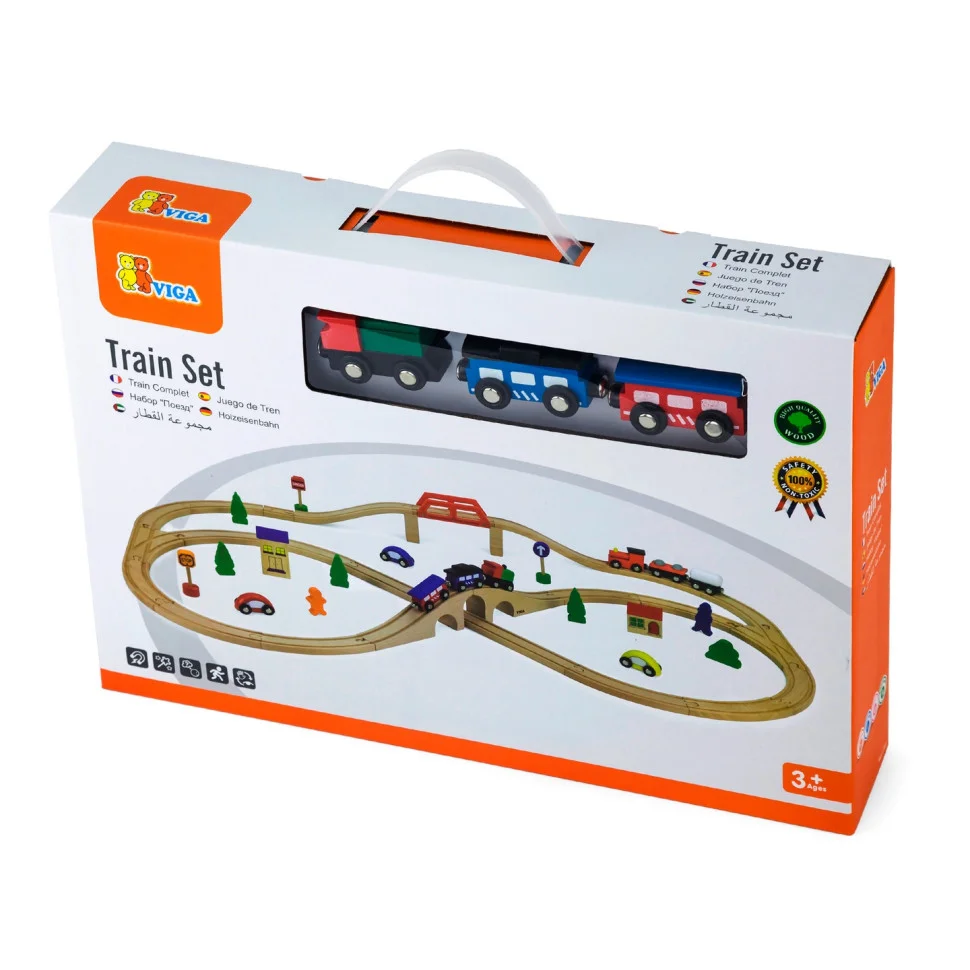 Деревянная железная дорога Viga Toys 56304, 49 элементов