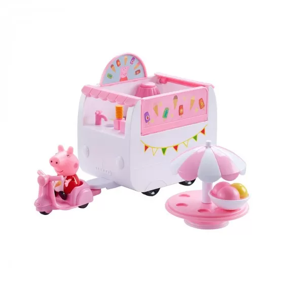 Ігровий набір Peppa - ФУРГОНЧИК З МОРОЗИВОМ (фургон, фігурка Пеппи, стіл, скутер, аксесуари) 06297
