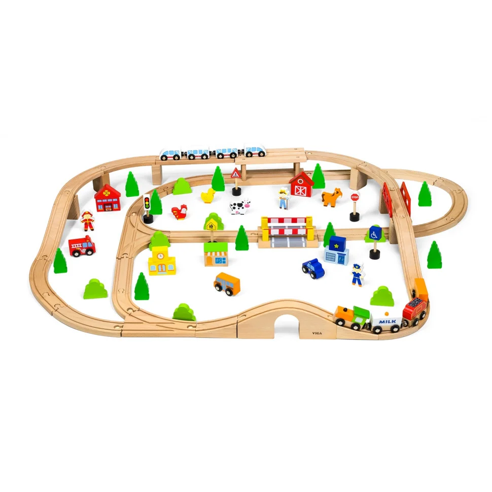 Дерев'яна залізниця Viga Toys 50998, 90 елементів