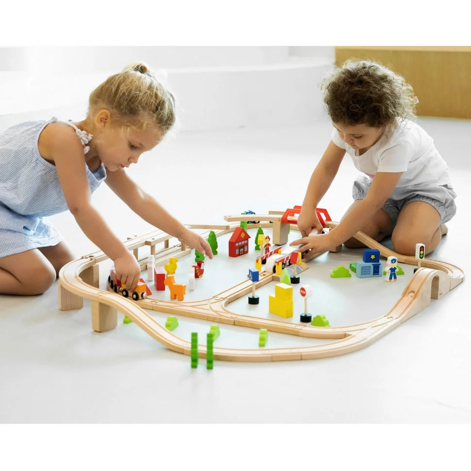 Дерев'яна залізниця Viga Toys 50998, 90 елементів
