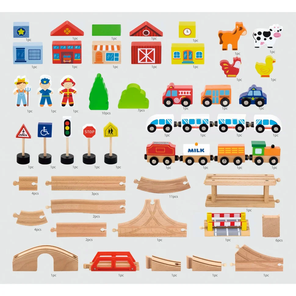 Дерев'яна залізниця Viga Toys 50998, 90 елементів