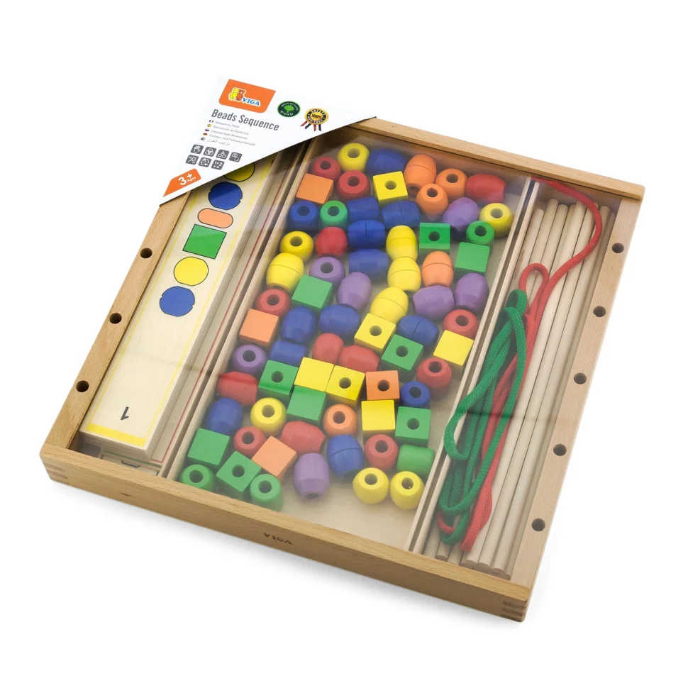 Навчальний набір Шнурівка логіка Viga Toys 56182, 72 намистини