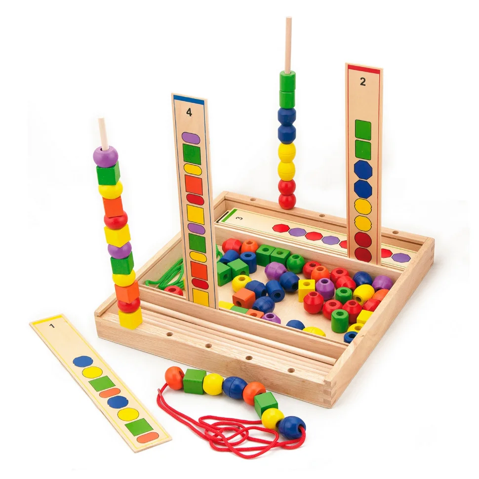 Навчальний набір Шнурівка логіка Viga Toys 56182, 72 намистини