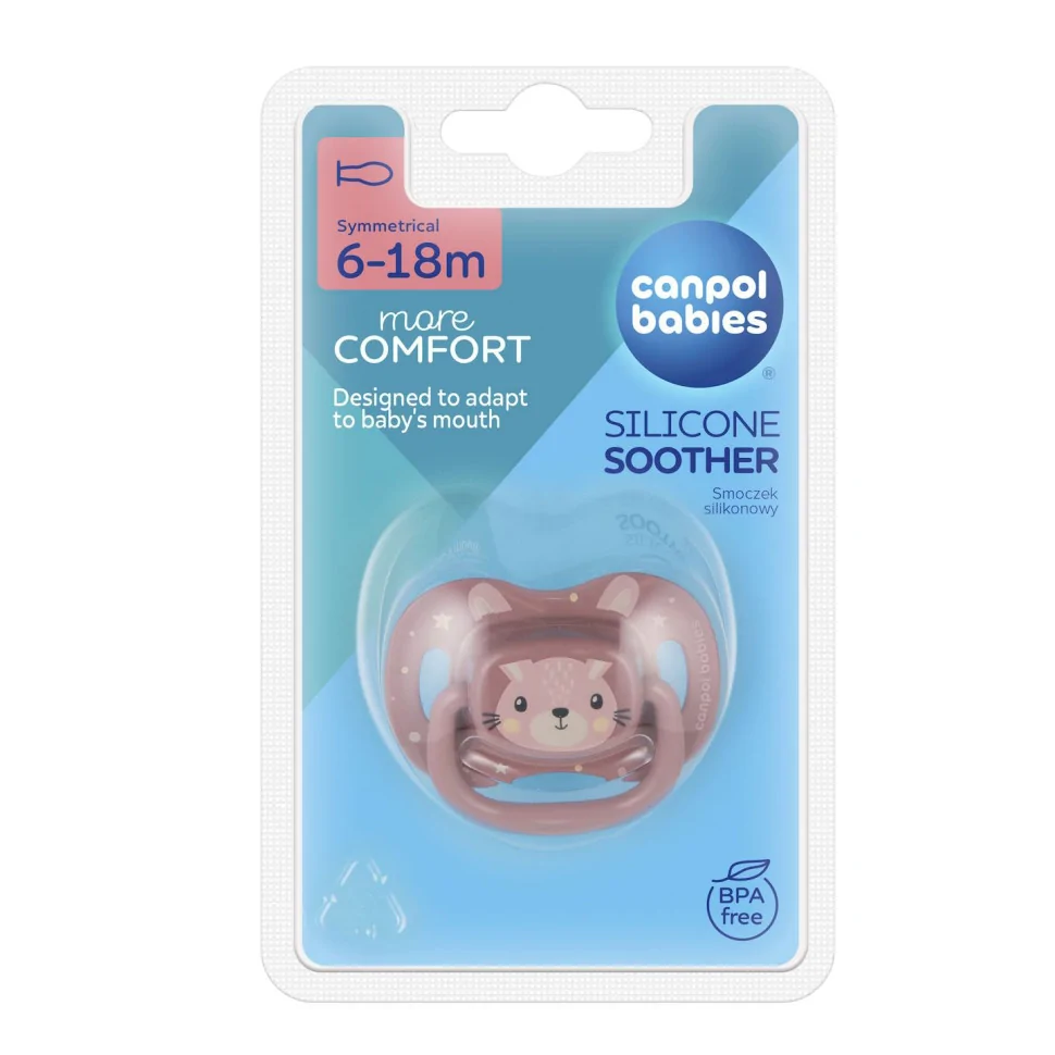 Пустушка силіконова симетрична Зайчик Cute animals Canpol babies 34/925_pin 6-18 місяців
