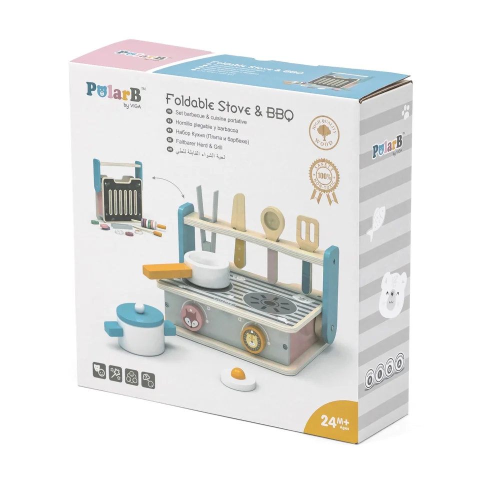 Дитяча плита з посудом та грилем Viga Toys PolarB 44032 складана