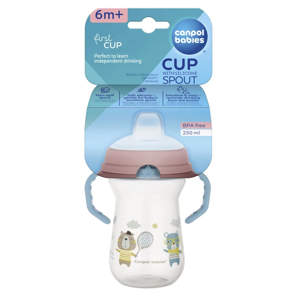Кружка тренировочная с силиконовым носиком Bonjour Paris FirstCup Canpol babies 56/613_pin 250 мл