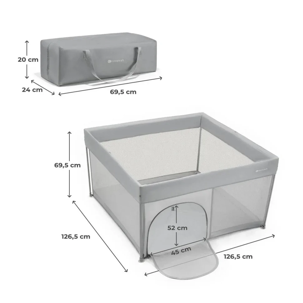 Детская кровать-манеж Ziki Kinderkraft KLZIKI00GRY0000 Grey