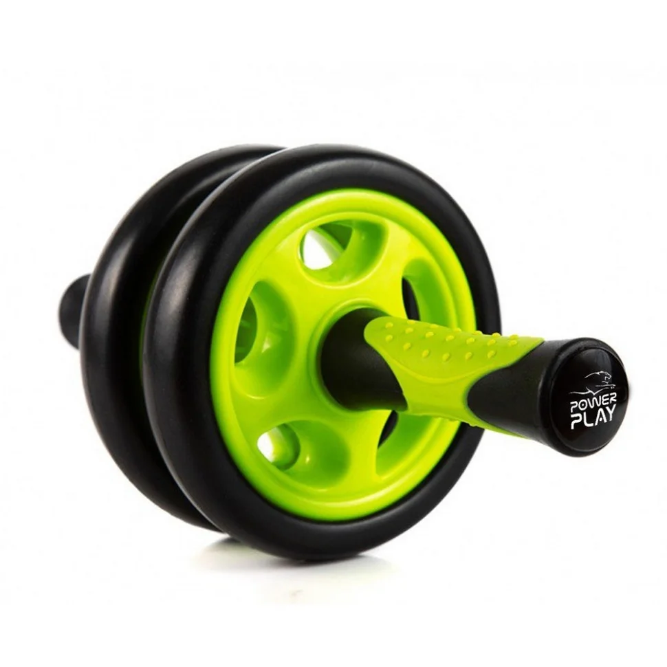 Колесо для пресса двойное Dual-Core Ab Wheel PowerPlay PP_4327_Black/Green, Черно-зеленое