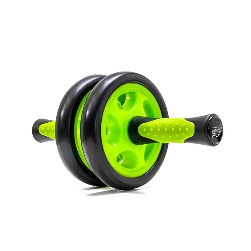 Колесо для пресса двойное Dual-Core Ab Wheel PowerPlay PP_4327_Black/Green, Черно-зеленое