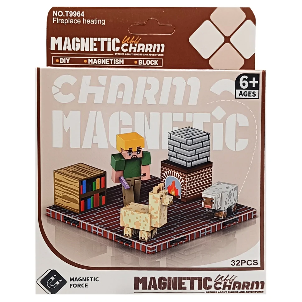 Дитячий магнітний конструктор Minecraft Bambi 9964, 32 деталі