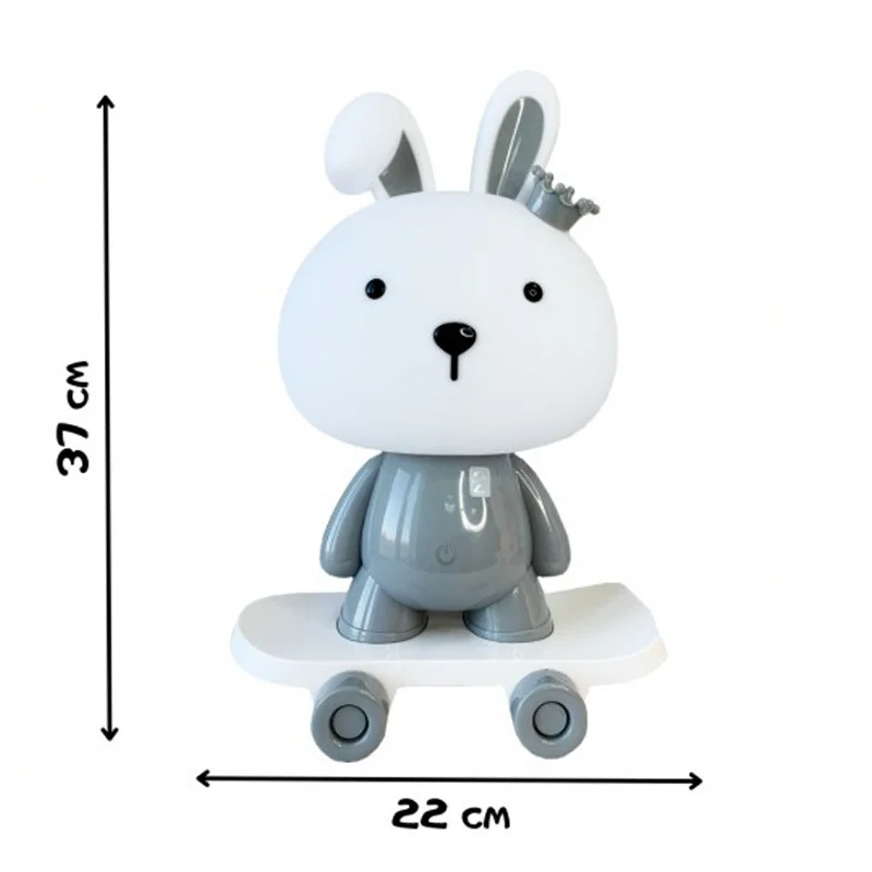 Ночник детский «Зайчик на скейте» Mega Zayka MGZ-1407(Grey) питание от USB