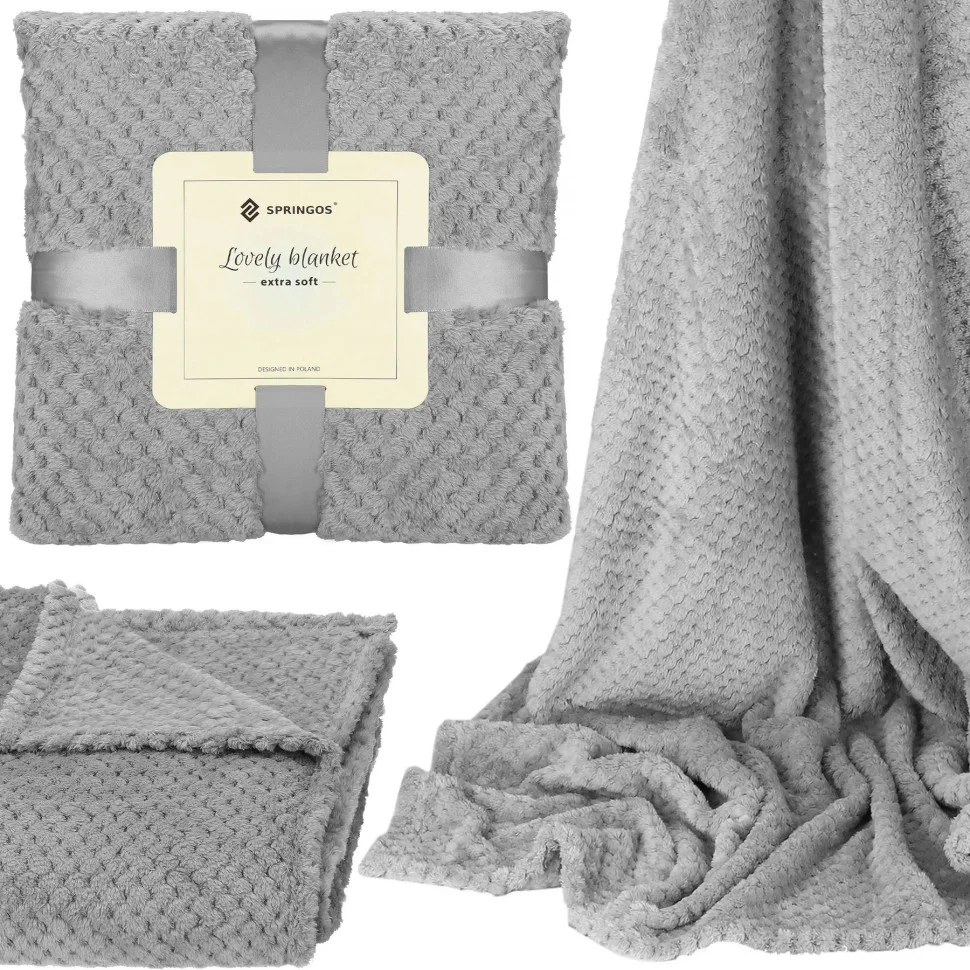 Плед-покривало Extra Soft Springos HA7091 темно-сірий 150x200 см