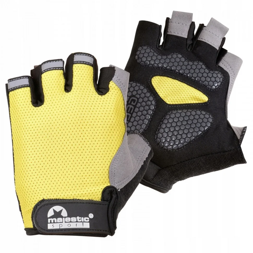 Велорукавички без пальців Majestic Sport M-CG-GB-XL, Black/Yellow, XL