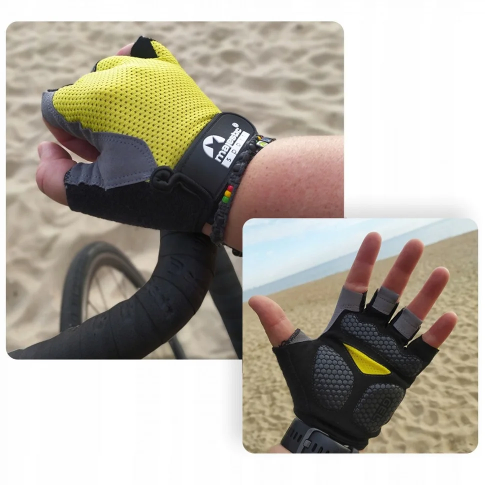 Велорукавички без пальців Majestic Sport M-CG-GB-XL, Black/Yellow, XL