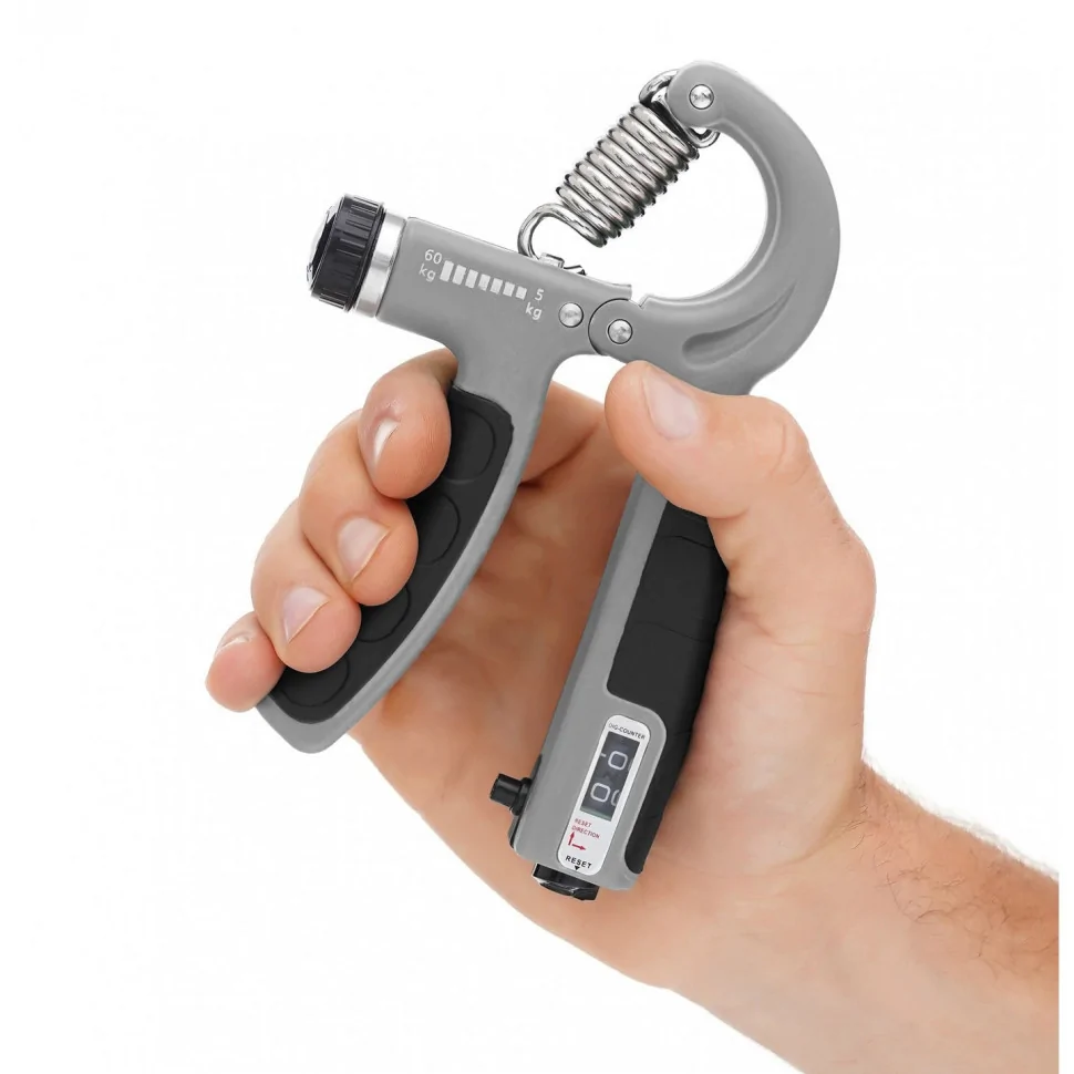 Эспандер кистевой с регулируемой нагрузкой и счетчиком Cornix XR-0268 Grey/Black 5-60 кг