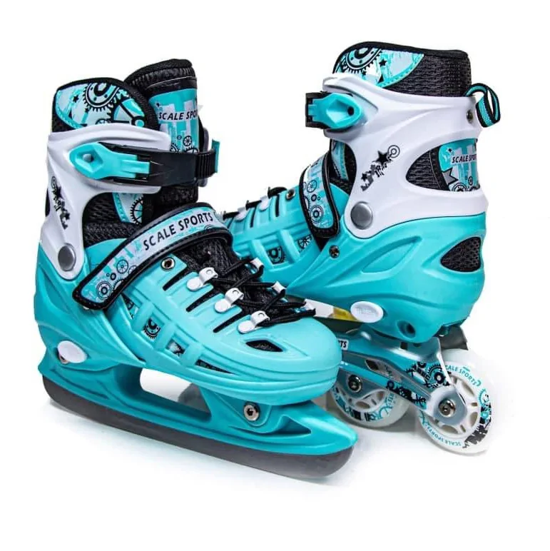 Комплект ролики-ковзани 2 в 1 Scale Sport 503301254 шолом з захистом, м'ятний, розмір 34-37