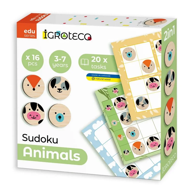 Логическая детская игра «Судоку Животные» Igroteco 900705, 16 элементов                                                                  