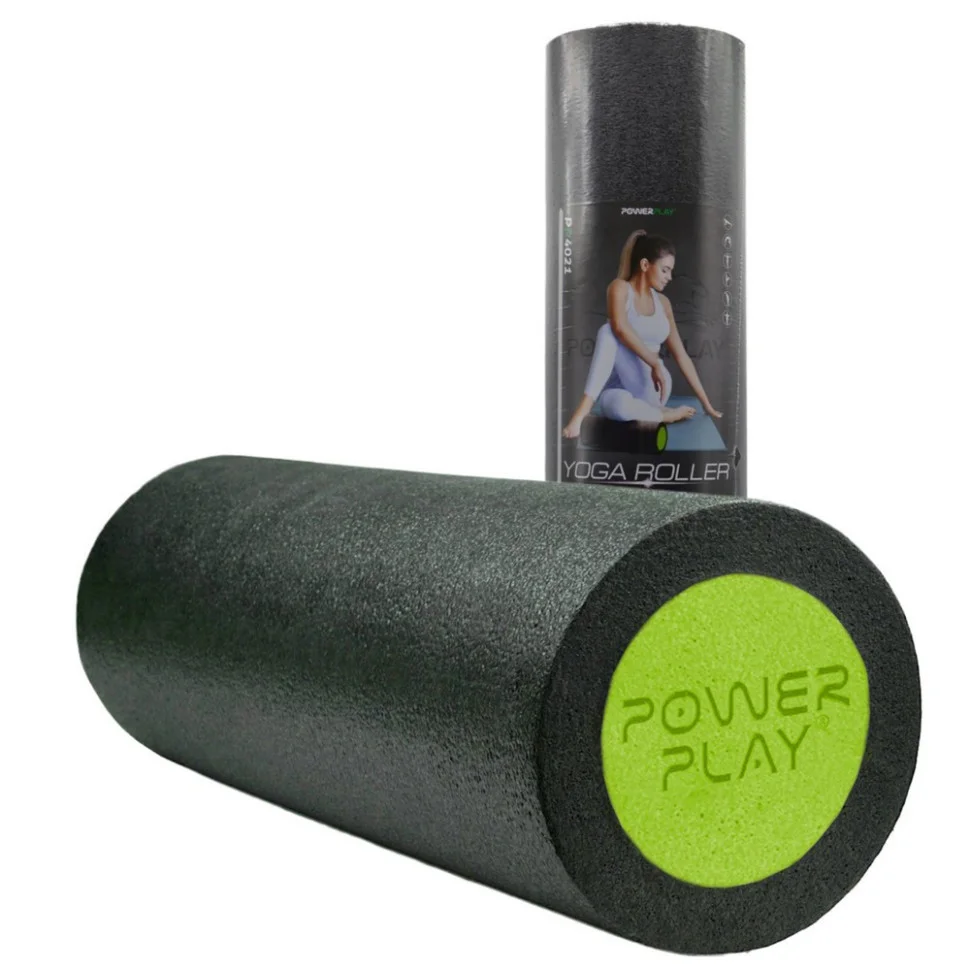 Массажный ролик (роллер) гладкий Fitness Roller PowerPlay PP_4021_BL/Green_(45*15) 45 х 15 см