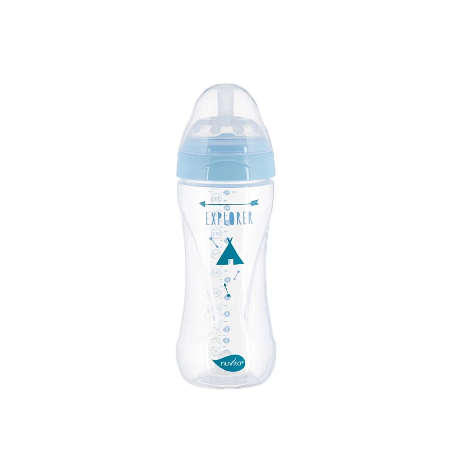 Детская бутылочка Nuvita 6051 Mimic Collection 330мл 4м+ Антиколиковая синяя NV6051AZZURO
