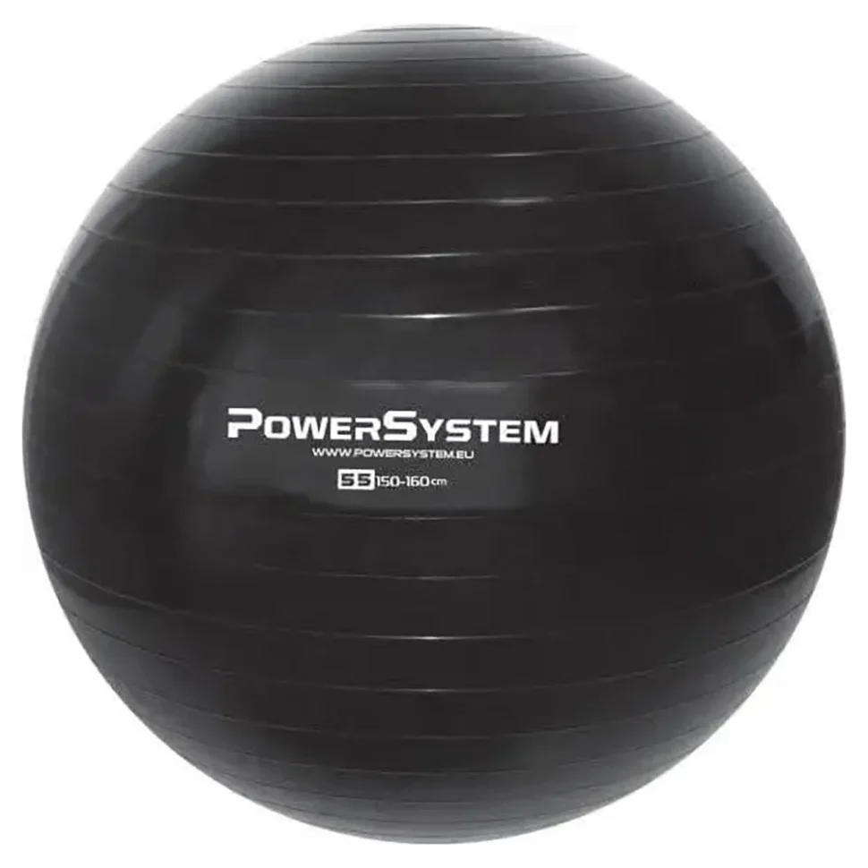 М'яч для фітнесу та гімнастики Power System 4011BK-0, 55cm, Black