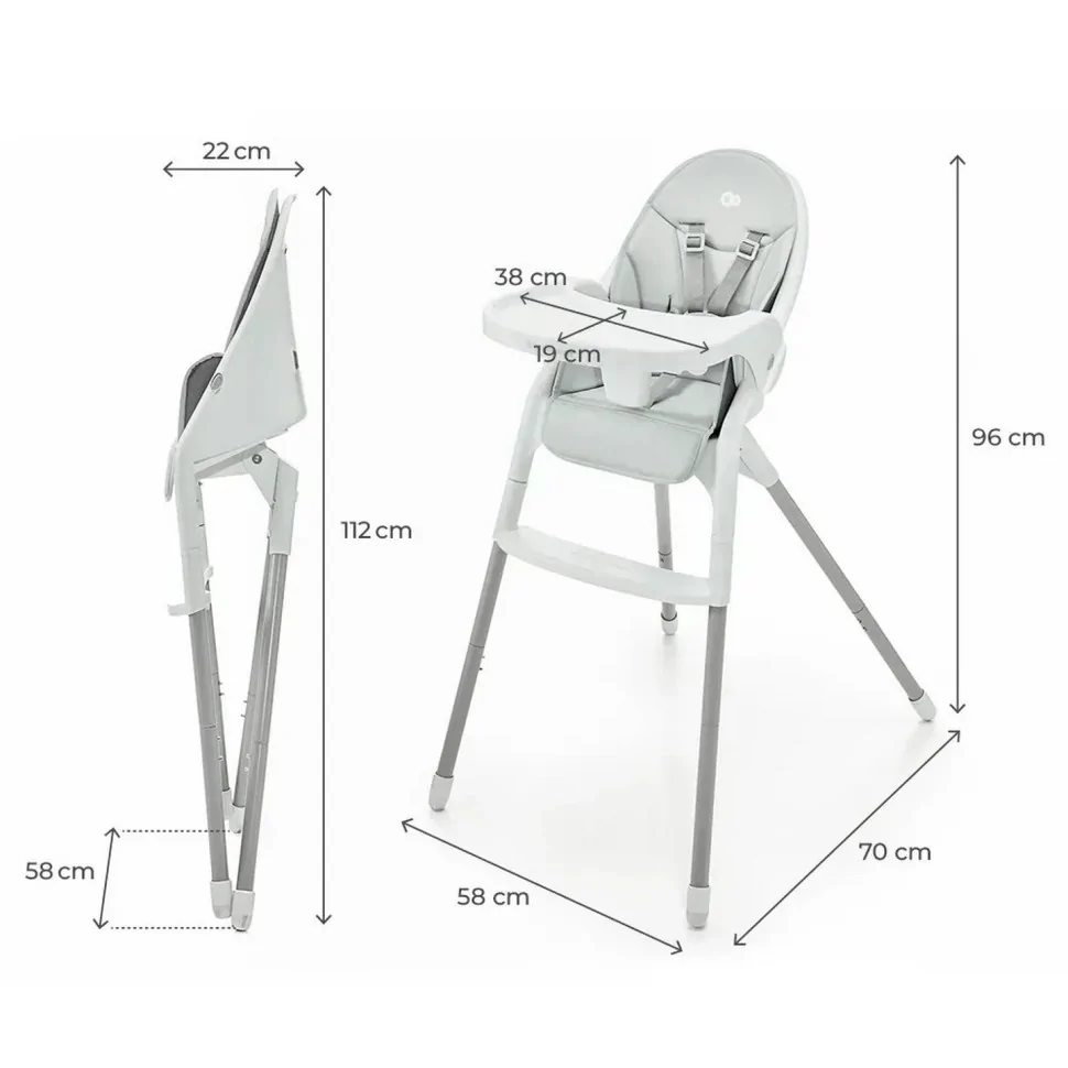 Стільчик для годування Dinnly Kinderkraft KHDINN00LGR0000 Grey