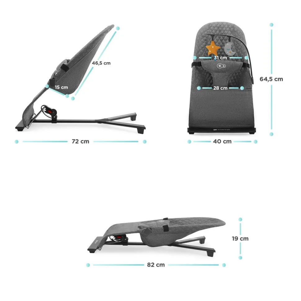 Шезлонг-качалка Kinderkraft KBMIMI00GRY0000 Mimi Grey
